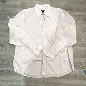 Club Monaco Light Pink Dress Shirt light Orange Vertical Striped Long Sleeve